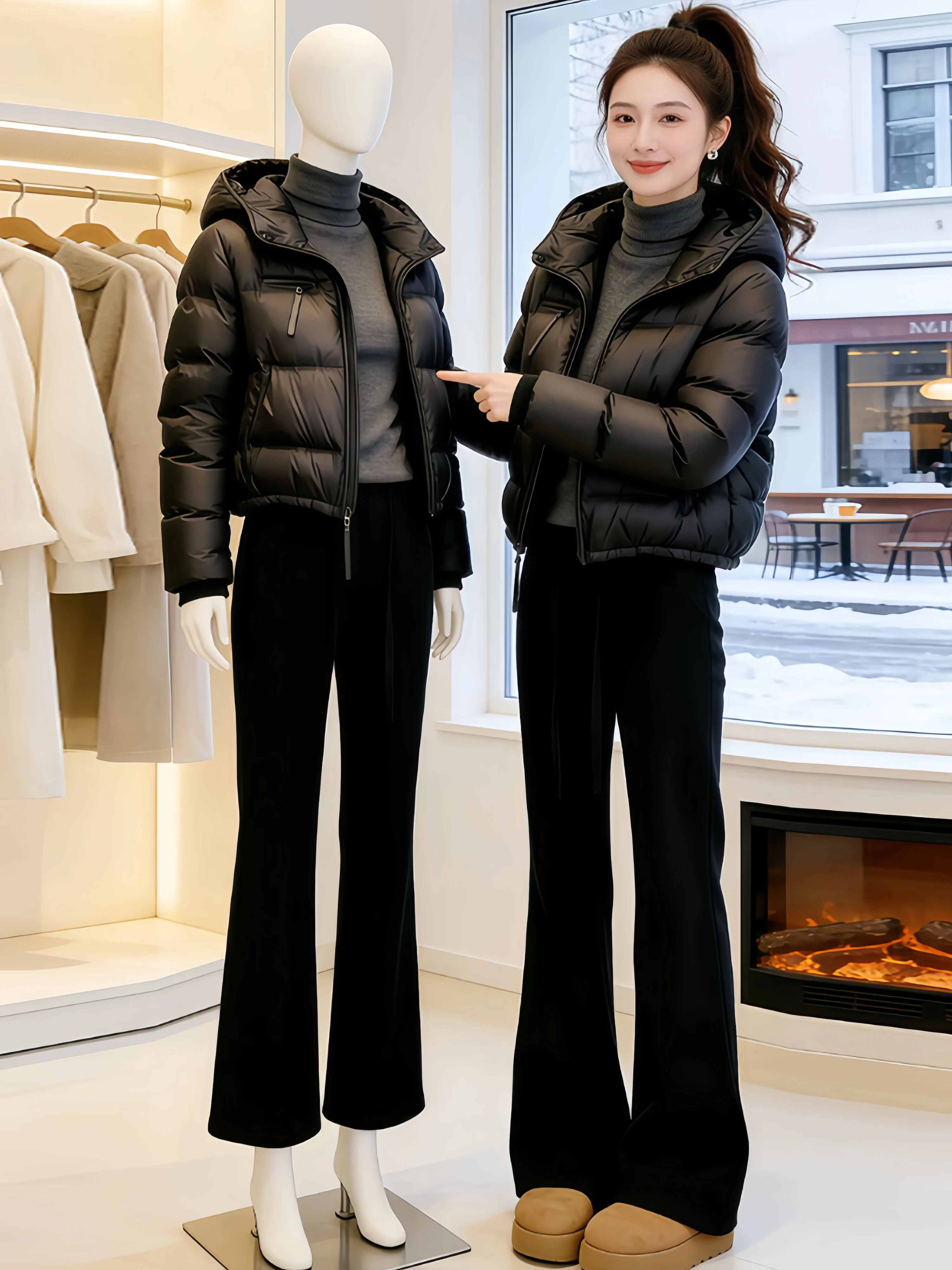 Elegant Black Cotton Jacket Coat Women's Winter New Style Commute Hat Design Korean Loose Fit Polyester Fiber Thickened
Elegant Black Cotton Jacket Coat Women's Winter New Style Commute Hat Design Korean Loose Fit Polyester Fiber Thickened