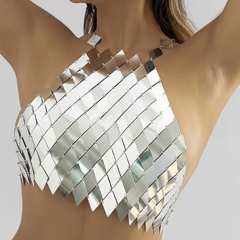IngeSight.Z Silver Color Rhombic Sequins Bra Chest Body Chain for Women Sexy Metal Bikini Belly Chain Beach Nightclub Underwear
IngeSight.Z Silver Color Rhombic Sequins Bra Chest Body Chain for Women Sexy Metal Bikini Belly Chain Beach Nightclub Underwear