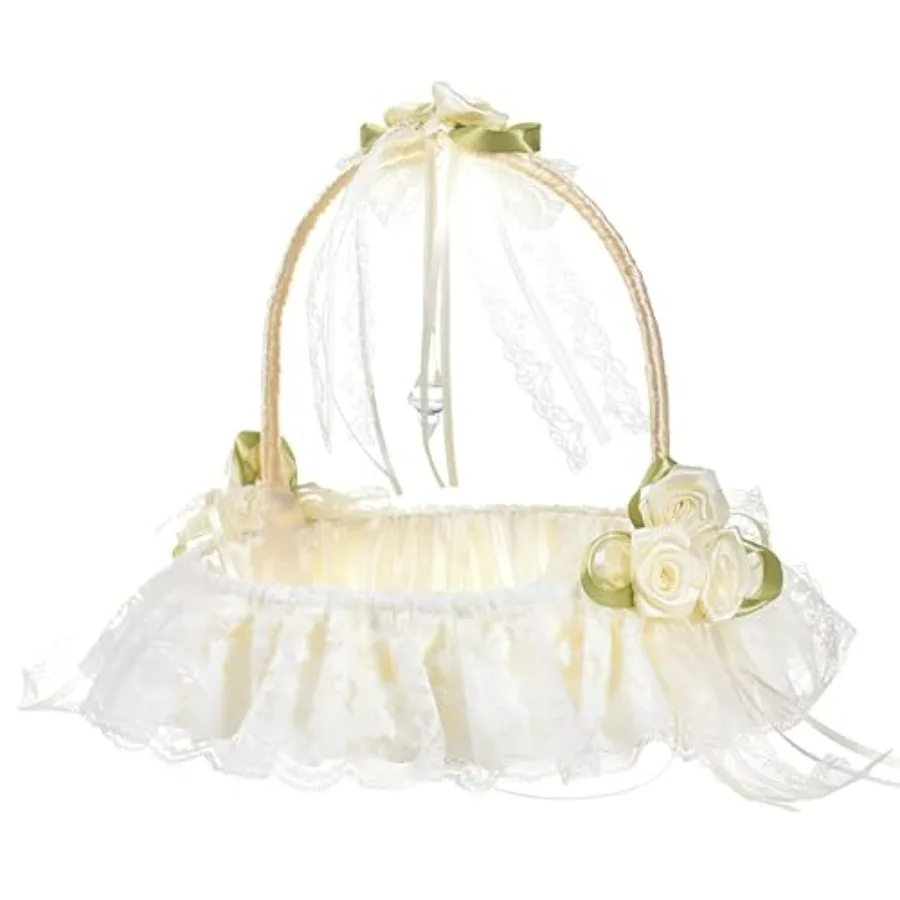 Large Wedding Flower Girl Baskets Rhinestone Satin Rose Flowers Lace Bamboo Woven Flower Basket with Swingable Handle Wedding B
Large Wedding Flower Girl Baskets Rhinestone Satin Rose Flowers Lace Bamboo Woven Flower Basket with Swingable Handle Wedding B