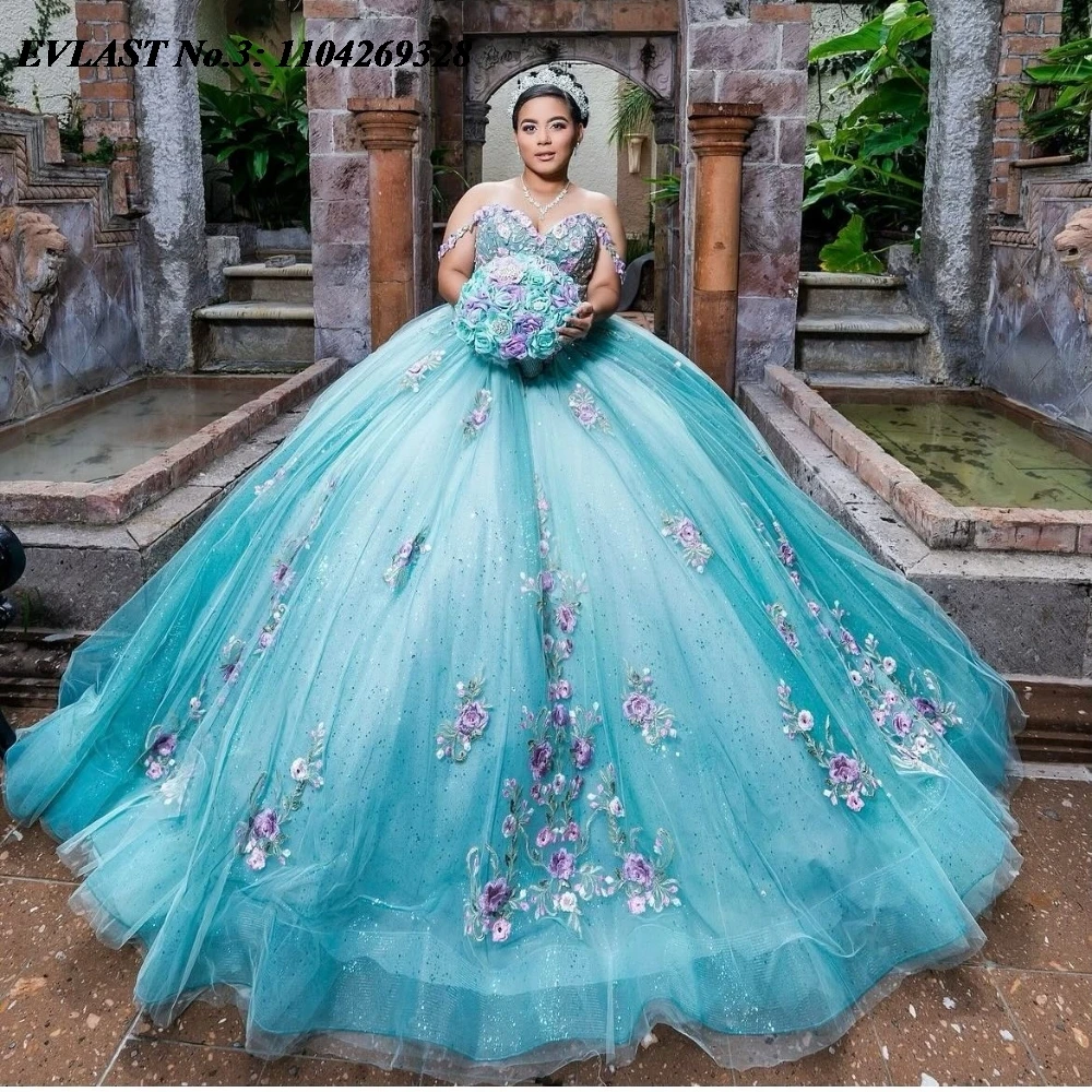 EVLAST Customized Luxury Shiny Mint Quinceanera Dress Ball Gown Floral Applique Beaded Corset Sweet 16 Vestido De 15 Anos E3Q487
EVLAST Customized Luxury Shiny Mint Quinceanera Dress Ball Gown Floral Applique Beaded Corset Sweet 16 Vestido De 15 Anos E3Q487