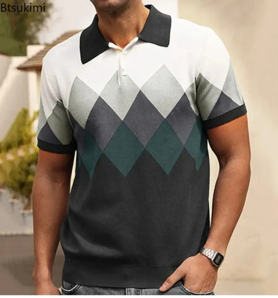 Мужская жаккардовая трикотажная рубашка-поло с коротким рукавом
Мужская жаккардовая трикотажная рубашка-поло с коротким рукавом