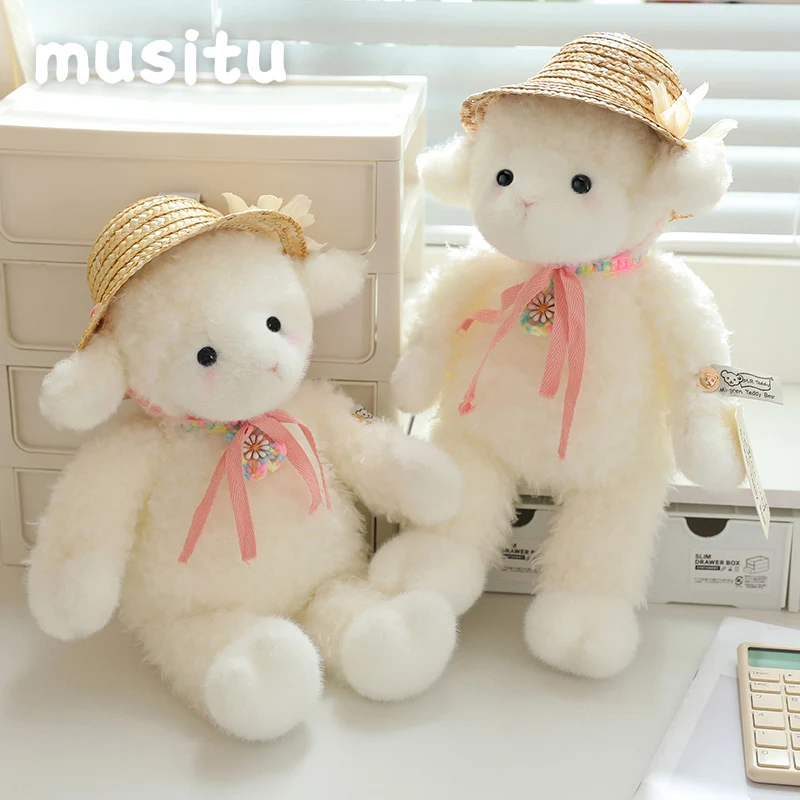 Cute Sweet White Sheep Wearing Straw Hat Wearing Plush Doll Soft Stuffed Lamb With Bow Tie Plushie Toy Gift For Kid Birthday
Cute Sweet White Sheep Wearing Straw Hat Wearing Plush Doll Soft Stuffed Lamb With Bow Tie Plushie Toy Gift For Kid Birthday 