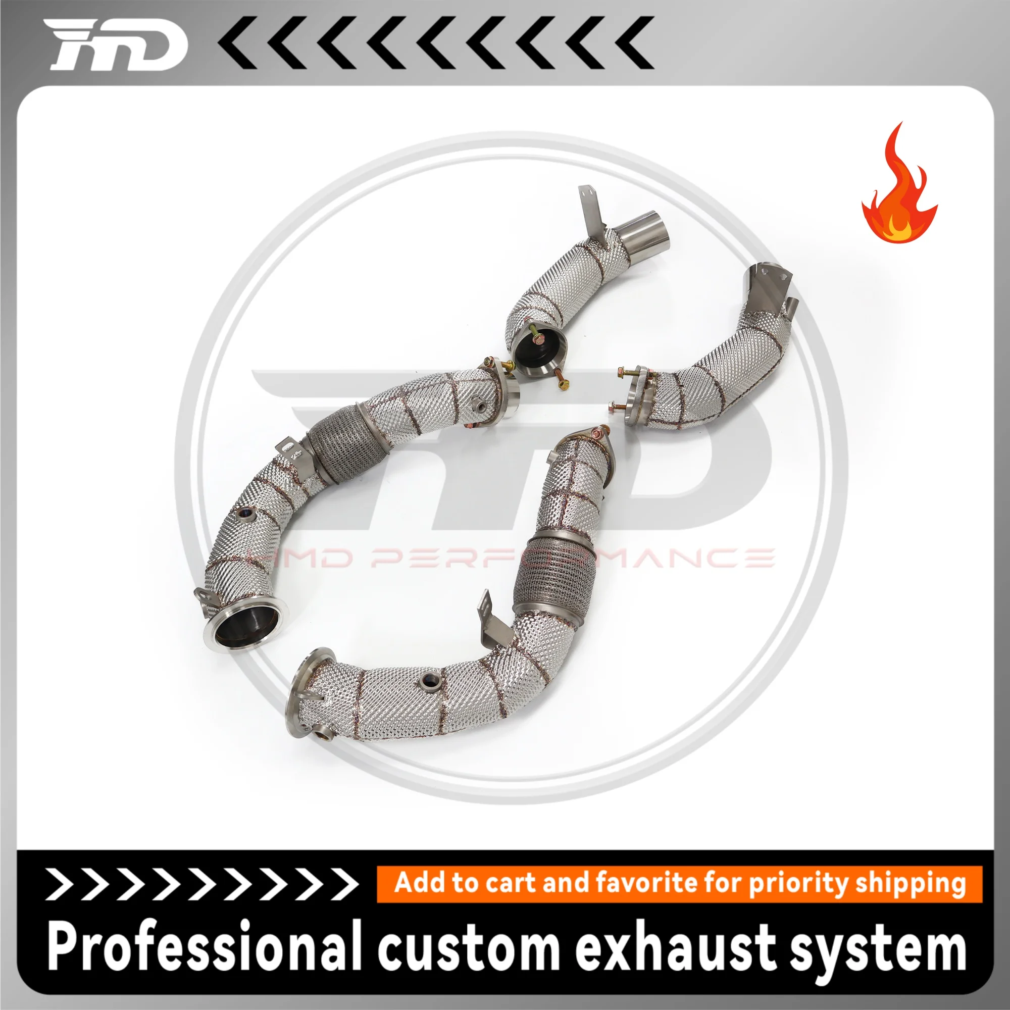 HMD Exhaust System High Flow Downpipe for BMW M550i M750i M850i G30 G12 G14 G15 G16 N63 Engine 4.4T With Heat Shield
HMD Exhaust System High Flow Downpipe for BMW M550i M750i M850i G30 G12 G14 G15 G16 N63 Engine 4.4T With Heat Shield