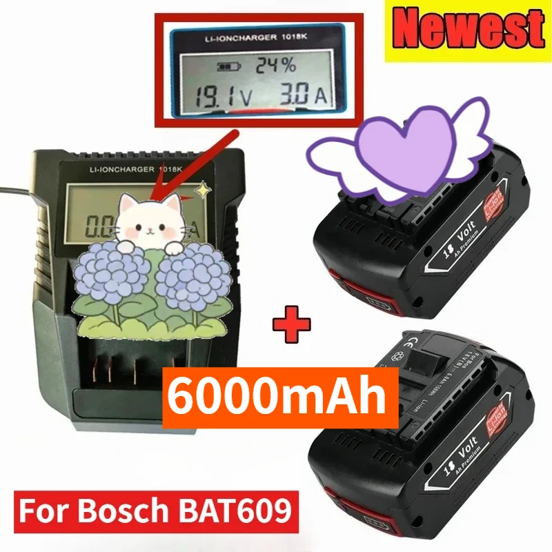 Newest 18V 6000mAh Rechargeable Lithium-ion Battery for Bosch BAT609 Power Tool Backup Portable Replacement Battery and Charger
Newest 18V 6000mAh Rechargeable Lithium-ion Battery for Bosch BAT609 Power Tool Backup Portable Replacement Battery and Charger