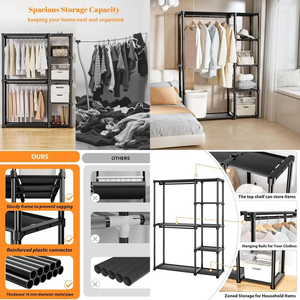 4-уровневый складной органайзер для шкафа с вешалкой и полками для спальни, общежития - портативный шкаф для хранения одежды, обуви и аксессуаров
4-уровневый складной органайзер для шкафа с вешалкой и полками для спальни, общежития - портативный шкаф для хранения одежды, обуви и аксессуаров