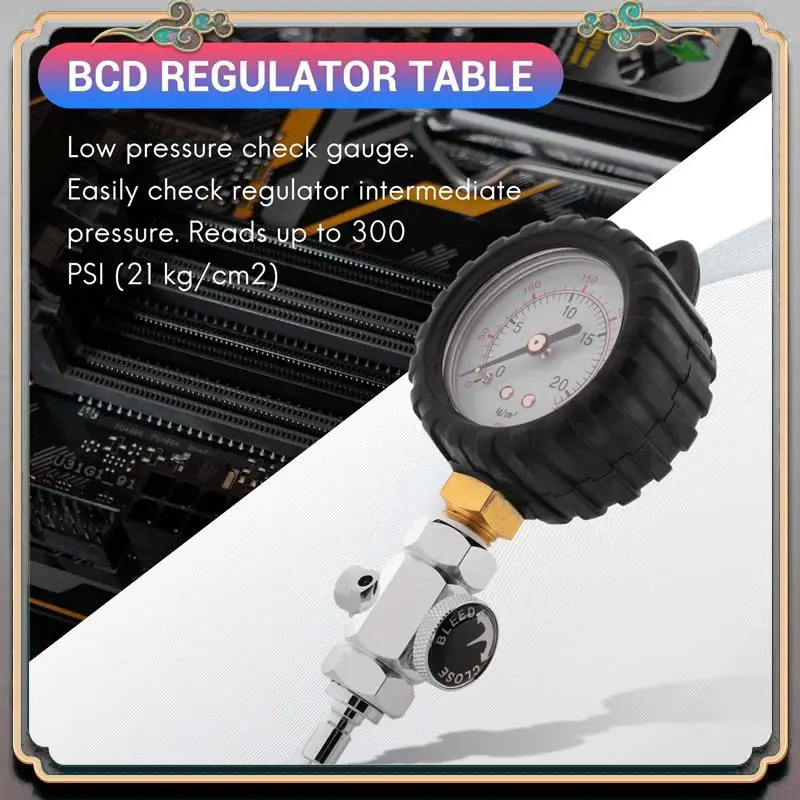 Durable Scuba Diving Pressure Gauge For BCD Regulators Checkers Analyser 300PSI Gas Output Adjustable Testing Table
Durable Scuba Diving Pressure Gauge For BCD Regulators Checkers Analyser 300PSI Gas Output Adjustable Testing Table