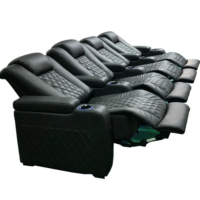--customized Home Theater Sofa Black Leather Theatre Seats Electric Recliner Seating With RGB LED Lights And Cup Holder
--customized Home Theater Sofa Black Leather Theatre Seats Electric Recliner Seating With RGB LED Lights And Cup Holder