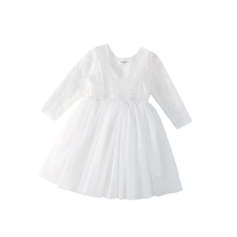 Spring Children Toddler Girls Solid Color Cotton Long-sleeve Dresses Mesh Splicing Lace Princess Dresses Kids Baby Party Dress
Spring Children Toddler Girls Solid Color Cotton Long-sleeve Dresses Mesh Splicing Lace Princess Dresses Kids Baby Party Dress