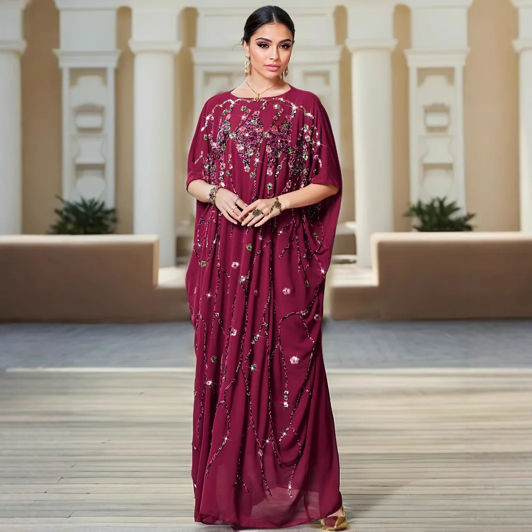 2025 New Fashion Muslim Middle East Women's Sequined Embroideried Casual Trendy Loose Elegant Short Sleeve Ceremonial Dresses
2025 New Fashion Muslim Middle East Women's Sequined Embroideried Casual Trendy Loose Elegant Short Sleeve Ceremonial Dresses