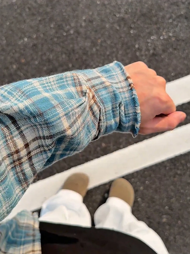 American Retro Blue Plaid Long Sve Men's irt Vintage Spring Autumn Outerwear Casual Loose Fit Polyester Fiber
American Retro Blue Plaid Long Sve Men's irt Vintage Spring Autumn Outerwear Casual Loose Fit Polyester Fiber