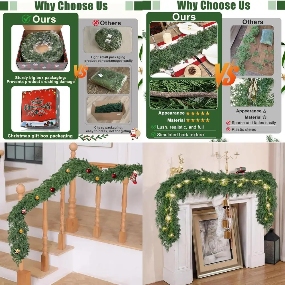 9-Foot Real Touch Cedar Garland for Christmas, Ideal for Mantel, Table, Stairs, and Porch - Indoor/Outdoor Holiday Decor
9-Foot Real Touch Cedar Garland for Christmas, Ideal for Mantel, Table, Stairs, and Porch - Indoor/Outdoor Holiday Decor