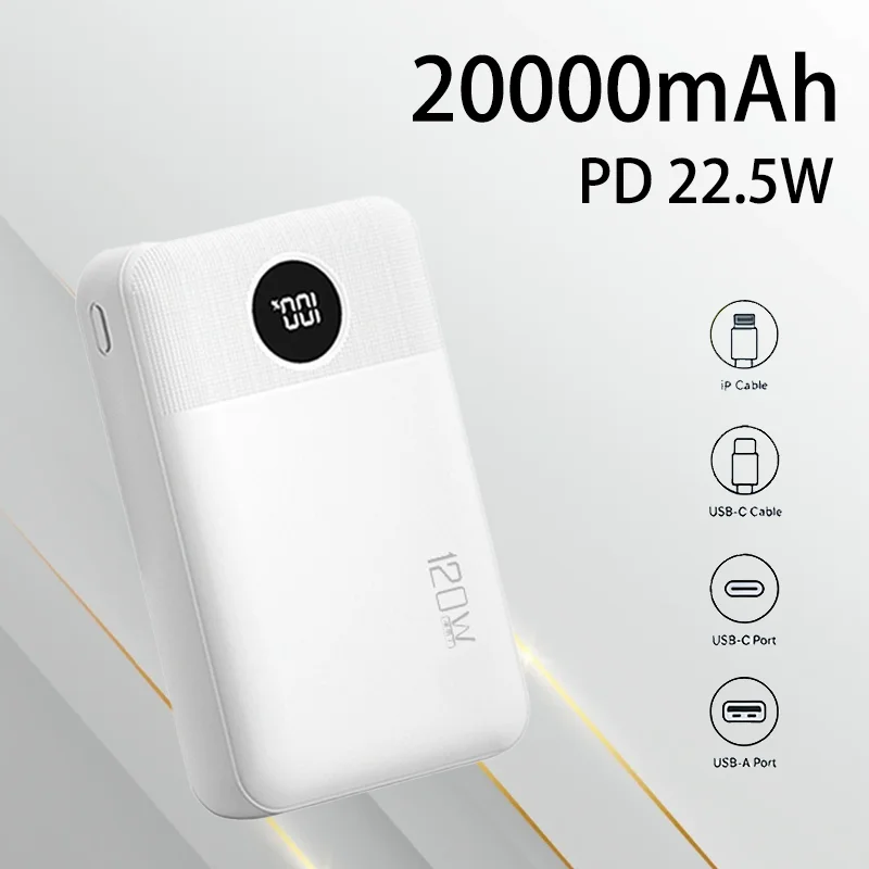 20000mAh Mini Power Bank 22.5Wh Fast Charging Large Capacity LED Digital Display Compact Portable External Battery Charger
20000mAh Mini Power Bank 22.5Wh Fast Charging Large Capacity LED Digital Display Compact Portable External Battery Charger