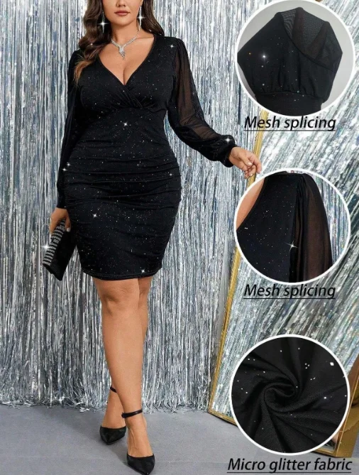 Novelty Woman Dress 2025 Plus Size Women's Clothing Deep V-Neck Long Sleeved Shiny Dress for Women Elegant Mini Women's Dress
Novelty Woman Dress 2025 Plus Size Women's Clothing Deep V-Neck Long Sleeved Shiny Dress for Women Elegant Mini Women's Dress