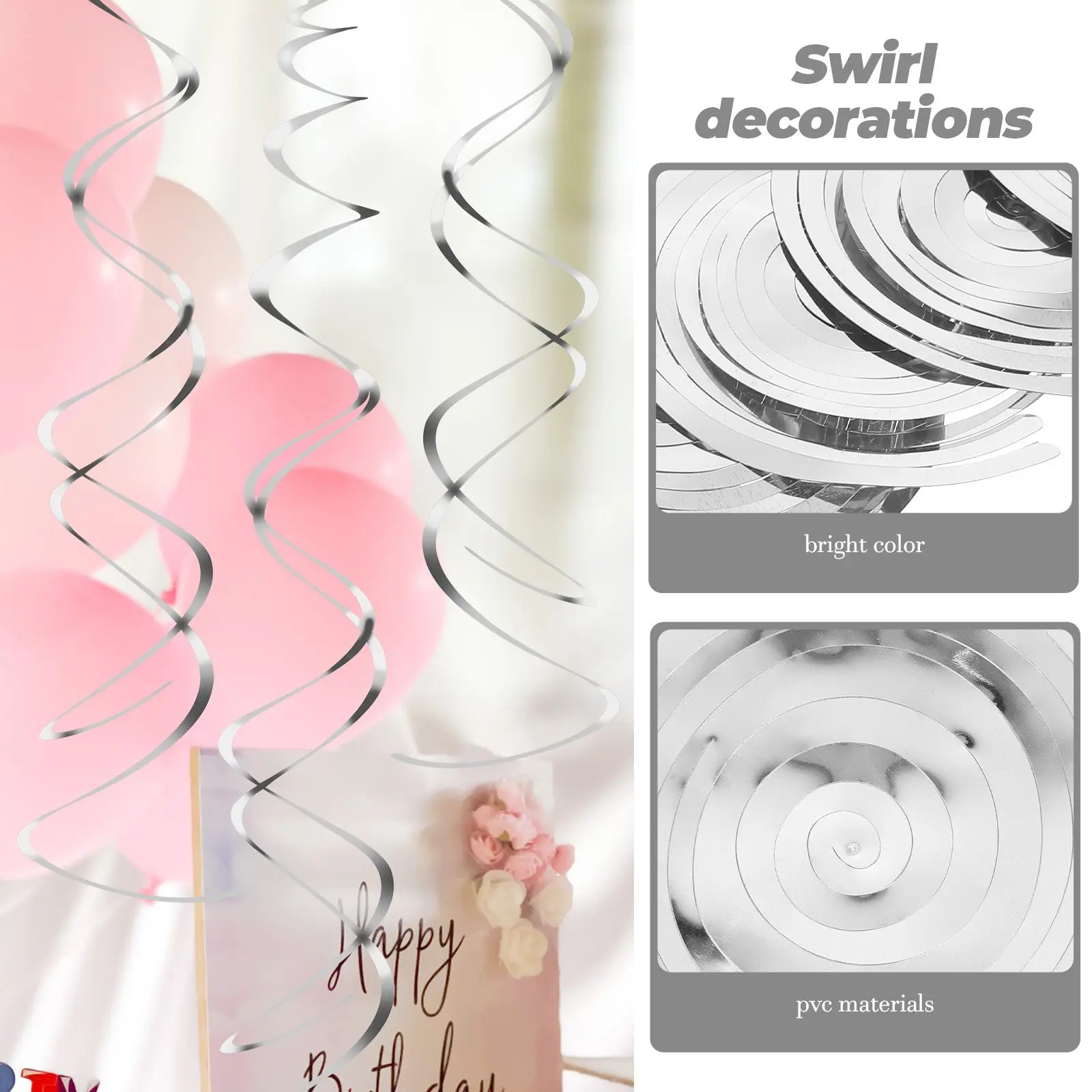 30Pcs Spiral Birthday Party Hanging Decorations PVC Bright Party Wedding Birthday Supplies Ceiling Decorations
30Pcs Spiral Birthday Party Hanging Decorations PVC Bright Party Wedding Birthday Supplies Ceiling Decorations