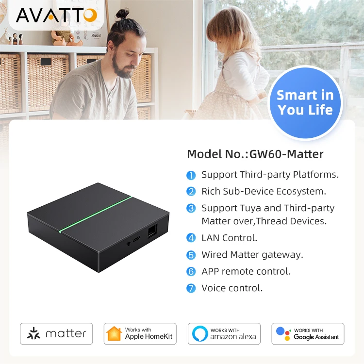 2025 Avatto Tuya Smart Matter Gateway Smart Home Hub Work With Google Home Alexa Support App Remote Control Wired Matter Gateway
2025 Avatto Tuya Smart Matter Gateway Smart Home Hub Work With Google Home Alexa Support App Remote Control Wired Matter Gateway
