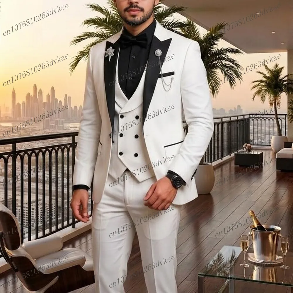 White And Black Collar Men Suit Wedding Party Formal Groom Groomsman Prom Business Male Tuxedos 3 Piece Set Jacket Vest Pants
White And Black Collar Men Suit Wedding Party Formal Groom Groomsman Prom Business Male Tuxedos 3 Piece Set Jacket Vest Pants