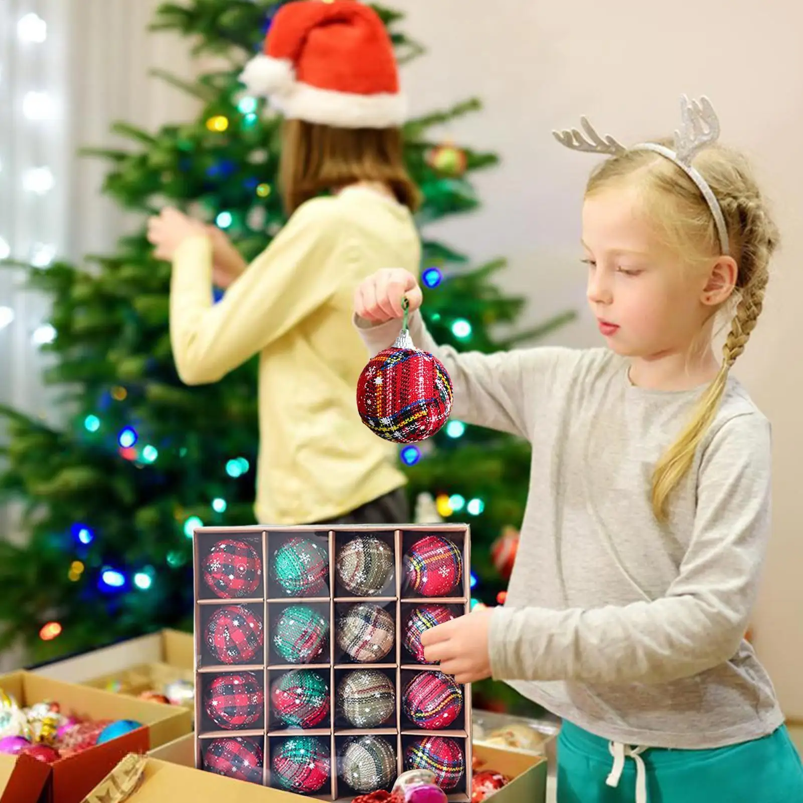 Christmas Tree Ornaments Set 16 Pieces Plaid Fabric Christmas Tree Decoration Seasonal Pendants for Home Bedroom Retail Store
Christmas Tree Ornaments Set 16 Pieces Plaid Fabric Christmas Tree Decoration Seasonal Pendants for Home Bedroom Retail Store