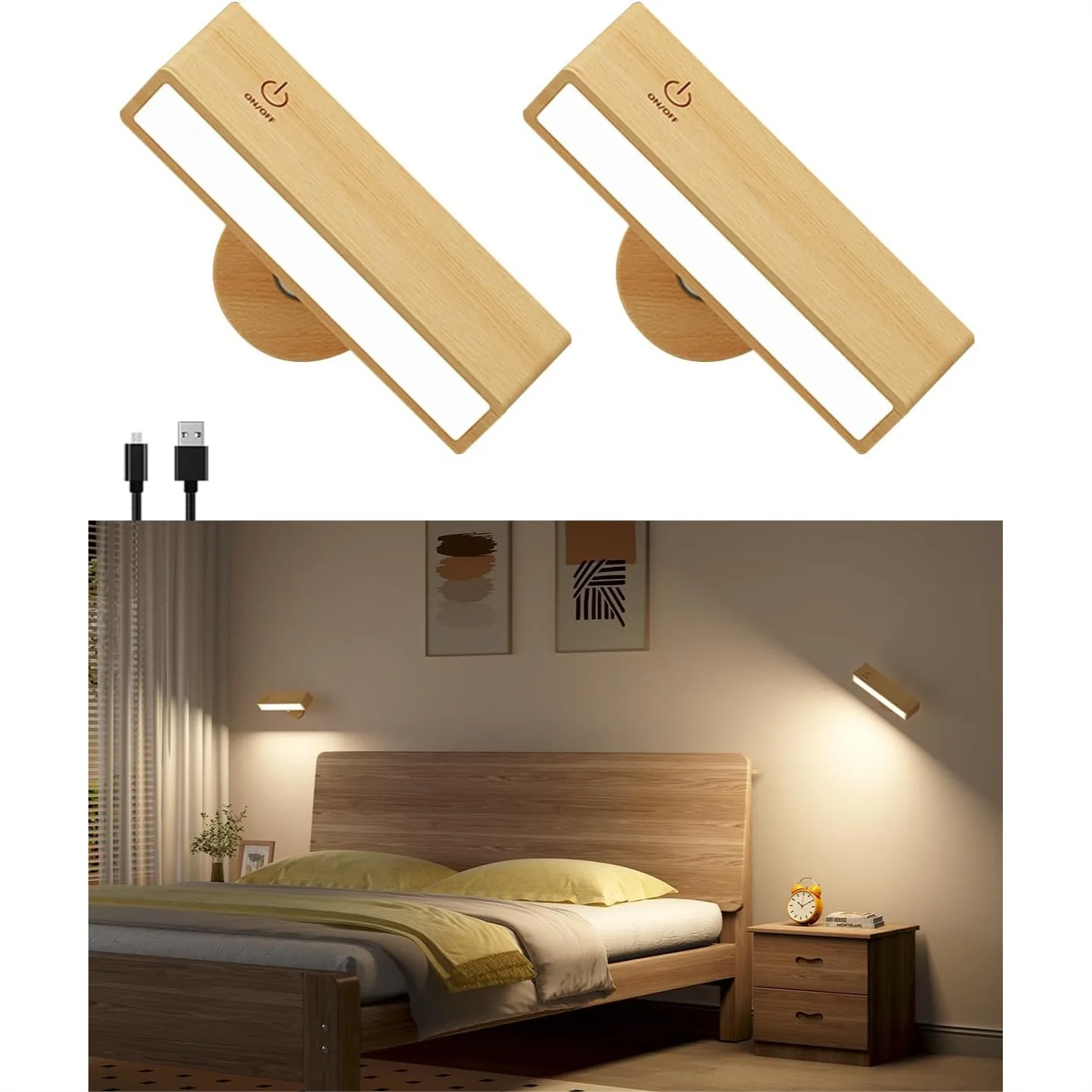 Battery Operated Wall Sconces Set of 2, Rechargeable Wall Lights Wood, Dimmable Stick On Wall Lights for Bedroom, Wall Mounted
Battery Operated Wall Sconces Set of 2, Rechargeable Wall Lights Wood, Dimmable Stick On Wall Lights for Bedroom, Wall Mounted