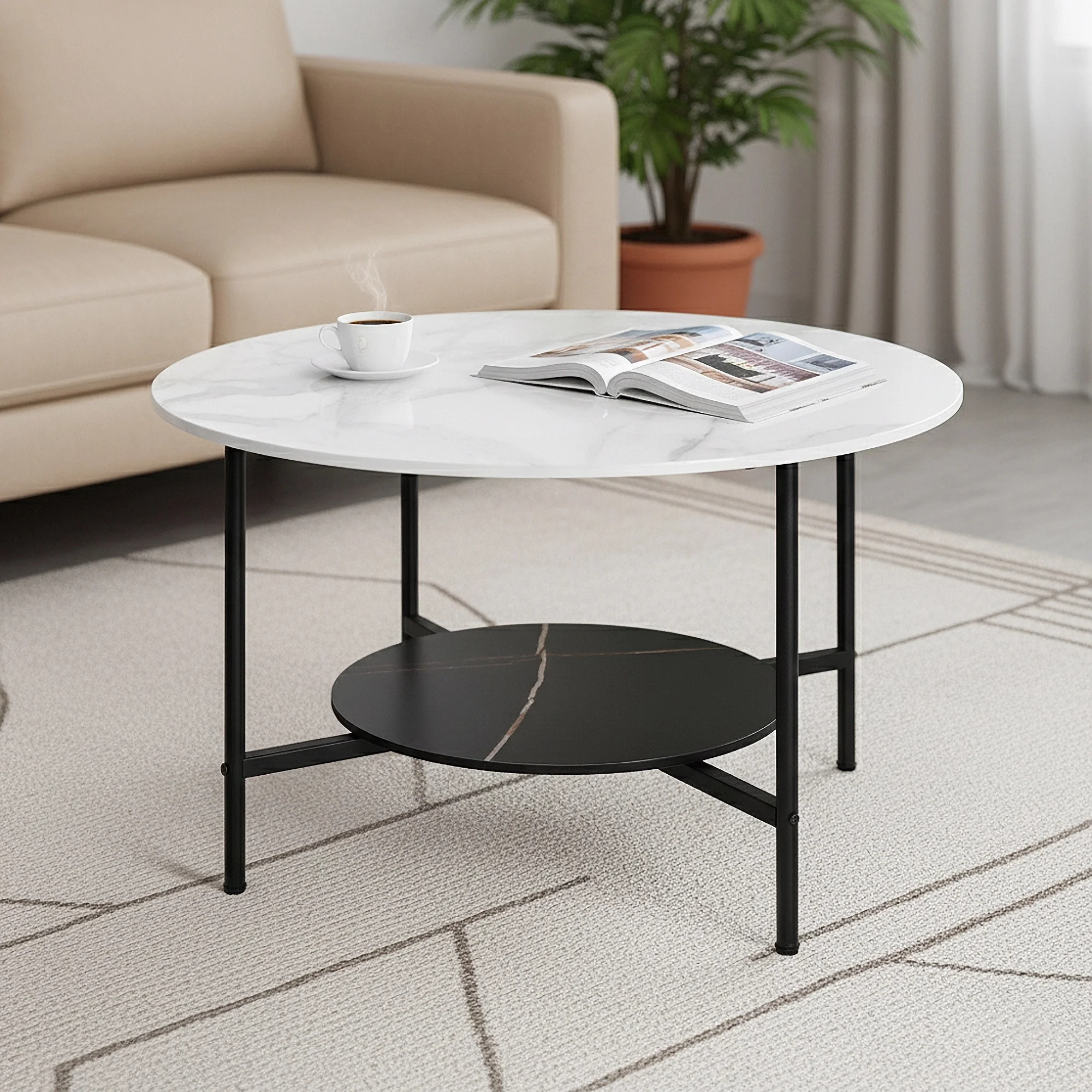 Z 31.49" Round Coffee Table Modern Marble Faux Pattern Minimalist Accent Table For Living Room Office Home Decor Functional UseZ
Z 31.49" Round Coffee Table Modern Marble Faux Pattern Minimalist Accent Table For Living Room Office Home Decor Functional UseZ