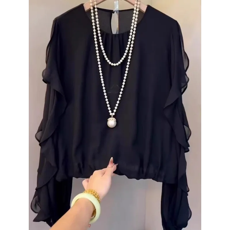 Высококачественная шифоновая рубашка с круглым вырезом и длинными рукавами, женский свободный удобный и универсальный топ для снижения возраста
Высококачественная шифоновая рубашка с круглым вырезом и длинными рукавами, женский свободный удобный и универсальный топ для снижения возраста