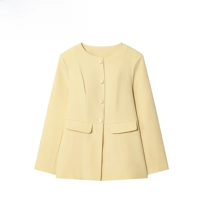 Fashionable ZR Women's Summer New Style round Neck Buttoned Suit Jacket Versatile Design Long Sleeve Polyester Business Coat
Fashionable ZR Women's Summer New Style round Neck Buttoned Suit Jacket Versatile Design Long Sleeve Polyester Business Coat