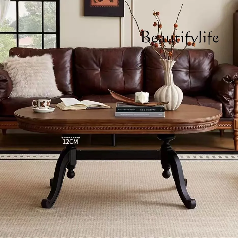 French medieval solid wood coffee table design oval tea table retro relief living room tea table high-end creativity
French medieval solid wood coffee table design oval tea table retro relief living room tea table high-end creativity