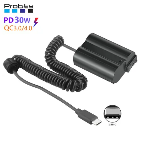 Acoplador de USB-C EP-5B EN-EL15 EN-EL15a batería simulada para Nikon 1 V1 Z5 Z6 Z7 D500 D600 D610 D750 D780 D800 D800E D810 D810A D850