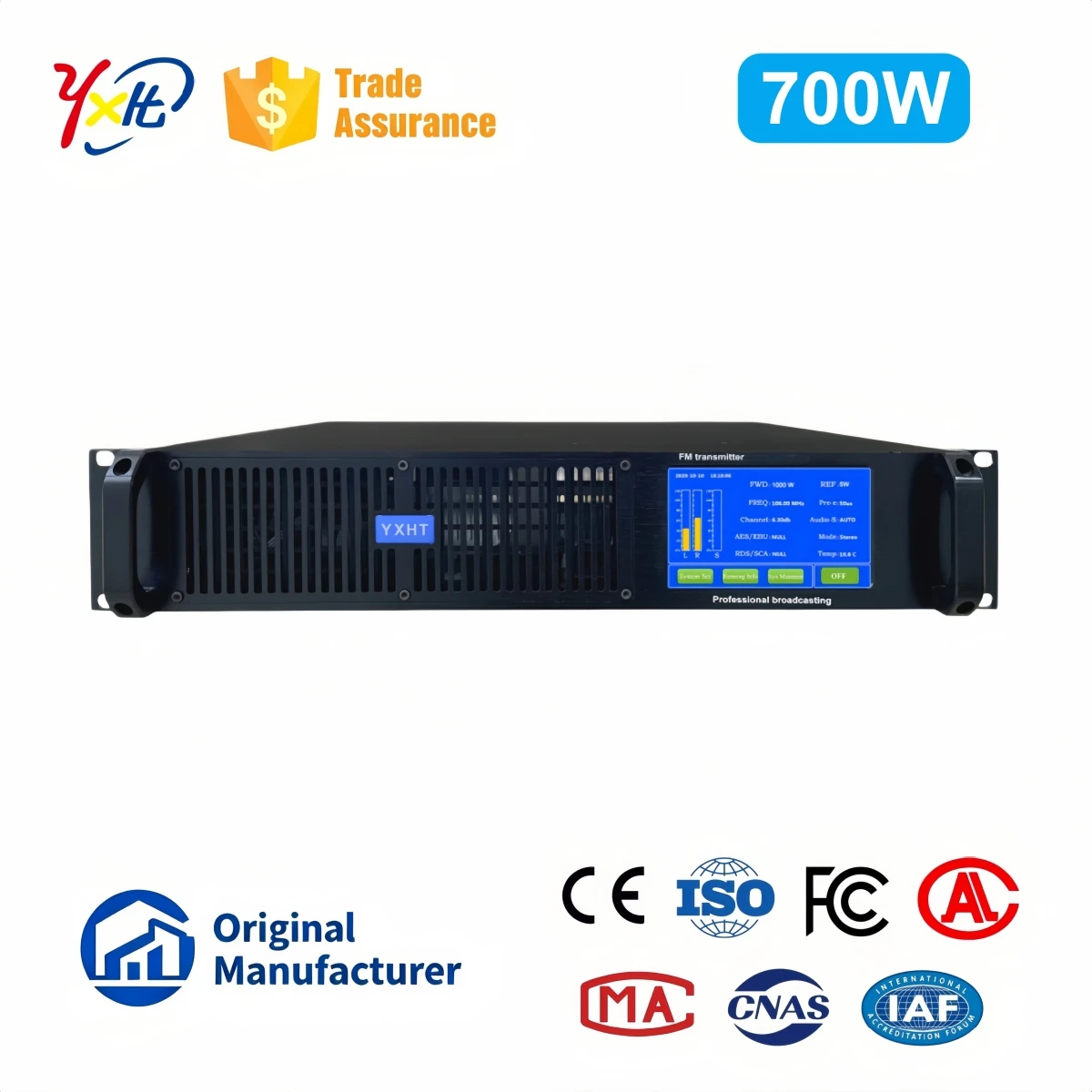 YXHT-2, 700W FM Transmitter Community Broadcast, Ship-to-Shore Communication, High Fidelity Low Distortion, Overheat Protect
YXHT-2, 700W FM Transmitter Community Broadcast, Ship-to-Shore Communication, High Fidelity Low Distortion, Overheat Protect