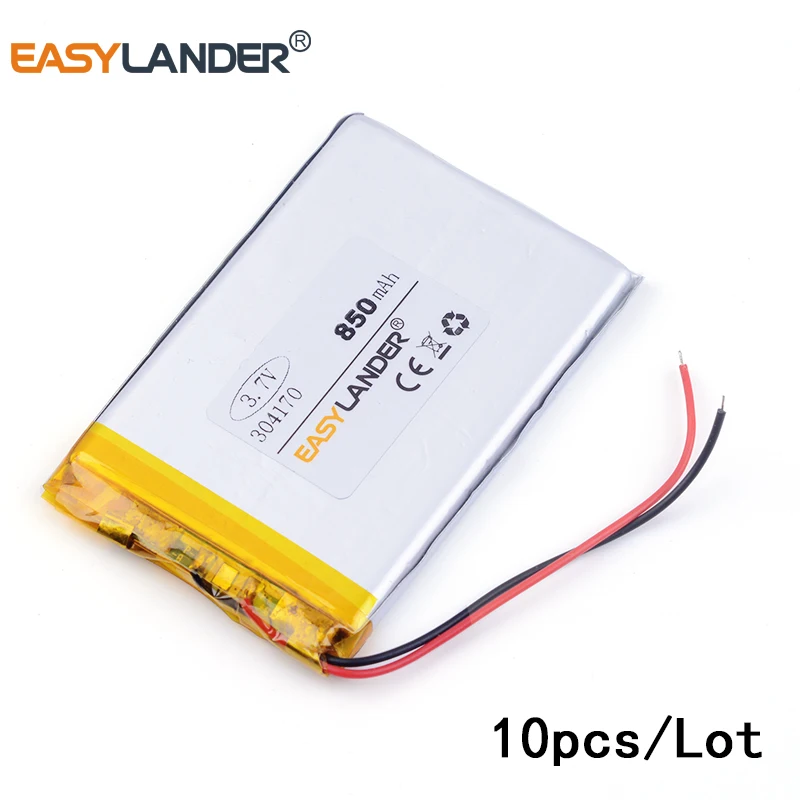 10pcs /Lot 3.7v lithium Li ion polymer rechargeable battery 304170 850mAh MP3.MP4.MP5 MP5 battery repair parts
10pcs /Lot 3.7v lithium Li ion polymer rechargeable battery 304170 850mAh MP3.MP4.MP5 MP5 battery repair parts