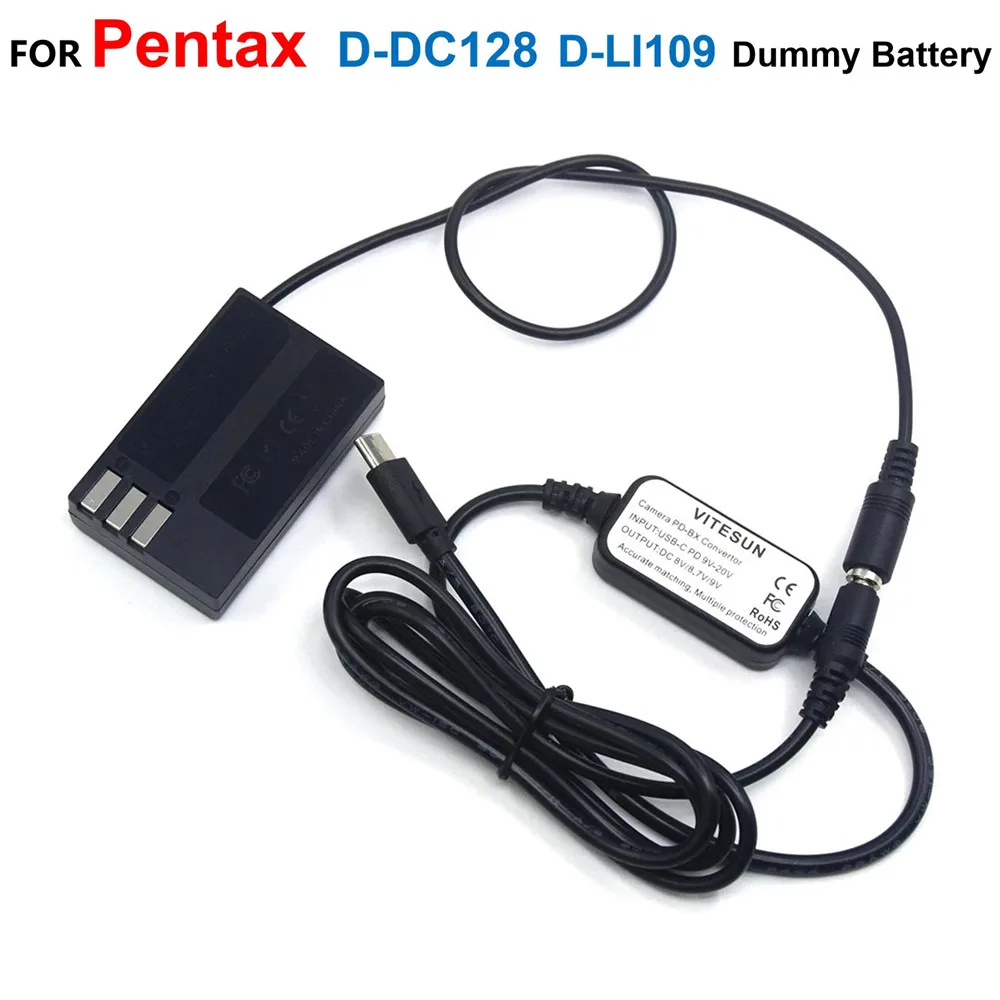 D-DC128 DC Coupler D-LI109 Dummy Battery+USB Type C Power Cable For Pentax K-100 K70 K-50 K-30 K-2 K-3 K-5 K-7 K-S1 K-S2 K-500
D-DC128 DC Coupler D-LI109 Dummy Battery+USB Type C Power Cable For Pentax K-100 K70 K-50 K-30 K-2 K-3 K-5 K-7 K-S1 K-S2 K-500