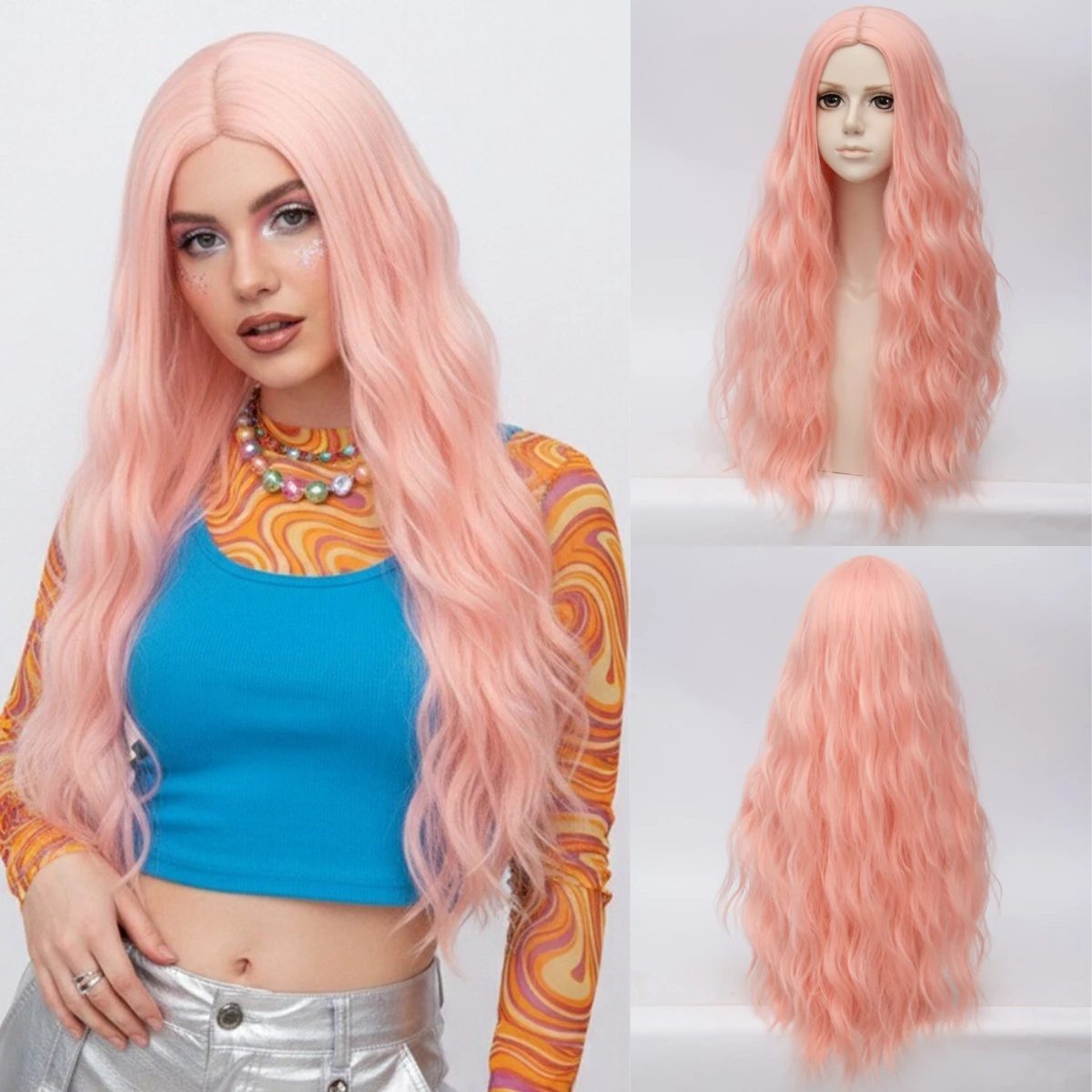 Synthetic Long Curly Wavy Wig Middle Part Wig Orange Pink Cosplay Wig For Daily Party Halloween Christmas Heat Resistant
Synthetic Long Curly Wavy Wig Middle Part Wig Orange Pink Cosplay Wig For Daily Party Halloween Christmas Heat Resistant