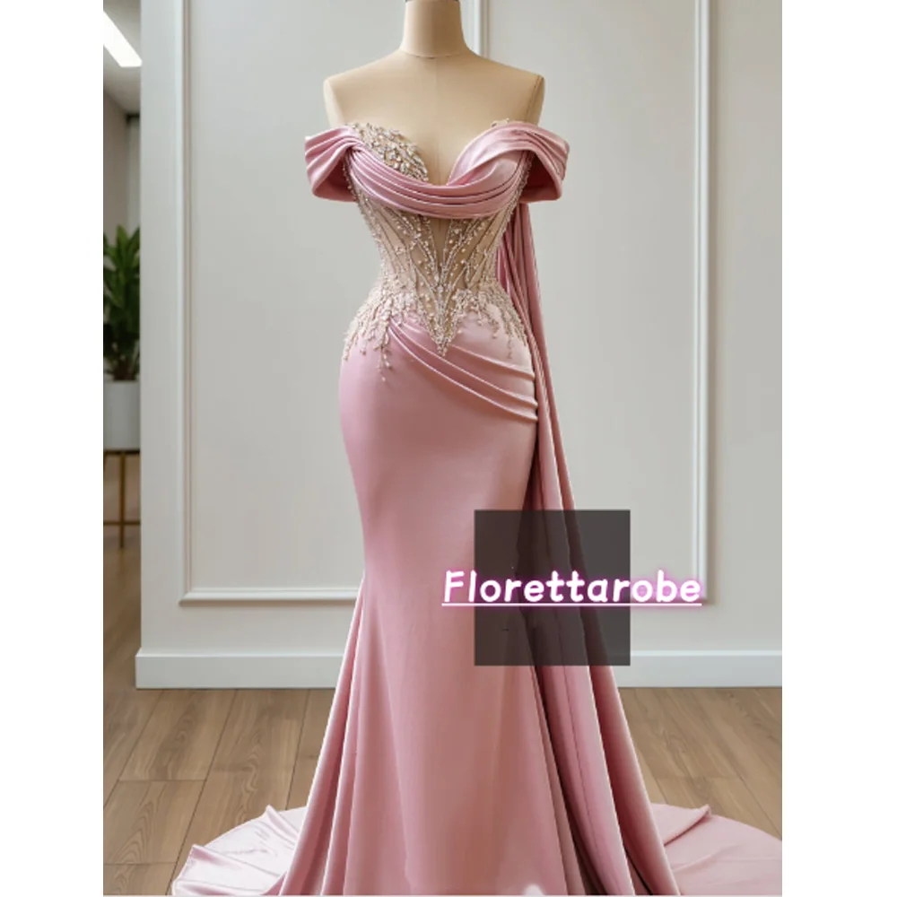 Florettarobe 4 Designs Off The Shoulder Mermaid Evening Dresses Elegant Prom Dress Sexy Long Beads Appliques Gowns Customized
Florettarobe 4 Designs Off The Shoulder Mermaid Evening Dresses Elegant Prom Dress Sexy Long Beads Appliques Gowns Customized