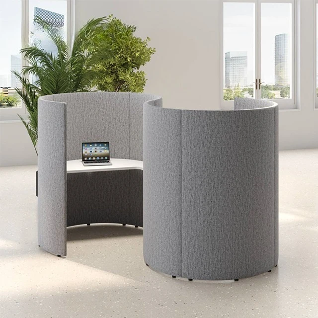 High Wall Private Office Workstations Modular Partition Acoustic Curve Modern Fabric Office Settings Acoustic Privacy Single