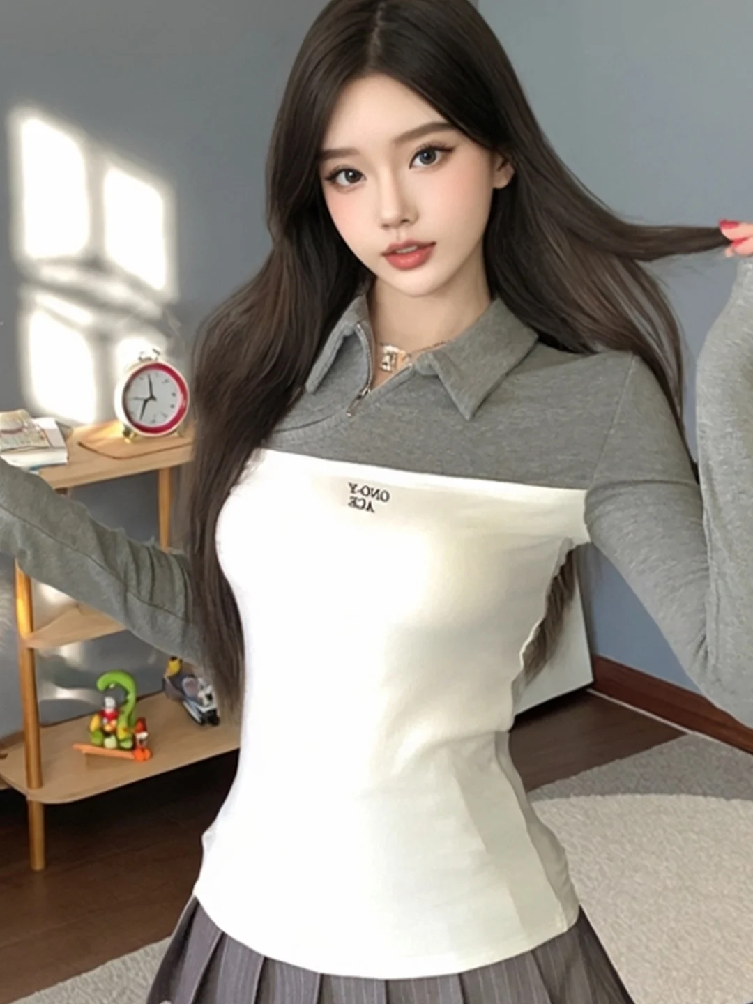 Retro Embroidered Letter T-Shirt Women's Autumn Winter New Style Color Block Slim Fit Long Sleeve Fleece Lined Zipper Flip Co...
Retro Embroidered Letter T-Shirt Women's Autumn Winter New Style Color Block Slim Fit Long Sleeve Fleece Lined Zipper Flip Co...