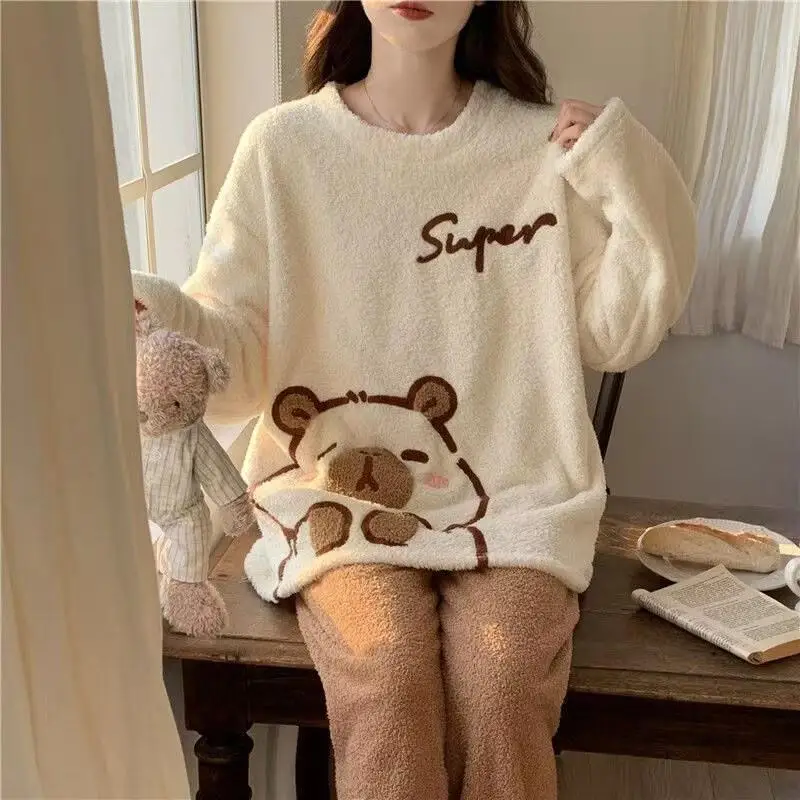 Kawaii Простая пижама из морщинистой ткани с галстуком-бабочкой, весенние и осенние брюки с длинными рукавами, милая и свободная домашняя одежда, комплект из двух предметов
Kawaii Простая пижама из морщинистой ткани с галстуком-бабочкой, весенние и осенние брюки с длинными рукавами, милая и свободная домашняя одежда, комплект из двух предметов