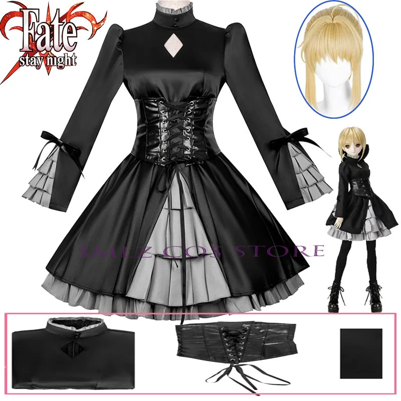 Altria Cosplay Anime Fate Pendragon Costume Gothic Alter Black Dress Uniform Wig Set Party Role Play Outfit for Woman
Altria Cosplay Anime Fate Pendragon Costume Gothic Alter Black Dress Uniform Wig Set Party Role Play Outfit for Woman