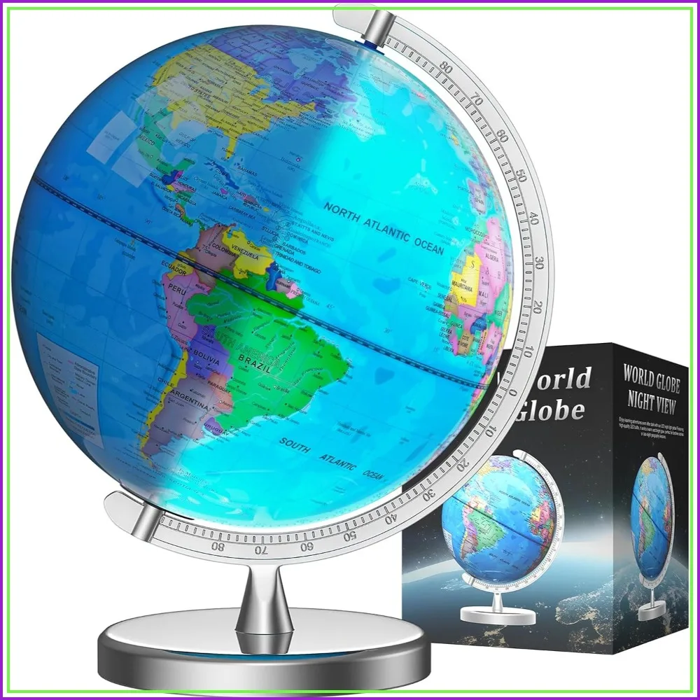 12" Illuminated Globe Lamp with World Map, Interactive STEM Learning Toy for Kids & Adults, Night Light, Durable Metal Base
12" Illuminated Globe Lamp with World Map, Interactive STEM Learning Toy for Kids & Adults, Night Light, Durable Metal Base