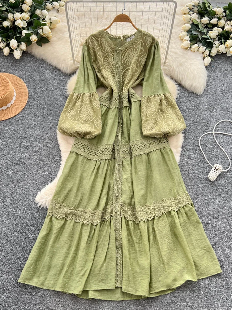 Retro Court Style Bubble Sleeve Dress Women Summer Lace Embroidery Patchwork High-End Sensation Lightweight Luxury Long Skirt
Retro Court Style Bubble Sleeve Dress Women Summer Lace Embroidery Patchwork High-End Sensation Lightweight Luxury Long Skirt