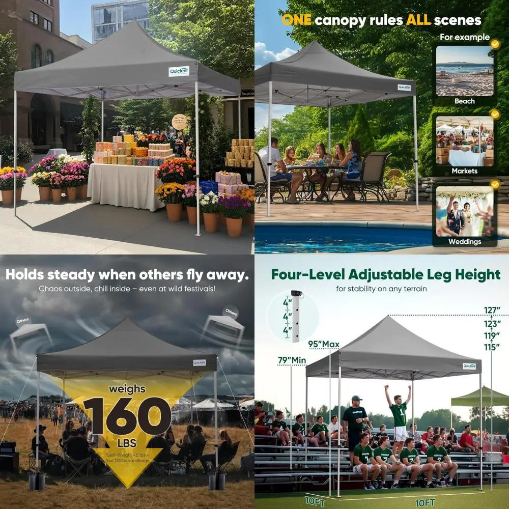 Heavy Duty 10x10 Instant Pop Up Canopy Tent for Outdoor Events, Beach, Parties, Commercial Grade with Wheeled Bag
Heavy Duty 10x10 Instant Pop Up Canopy Tent for Outdoor Events, Beach, Parties, Commercial Grade with Wheeled Bag