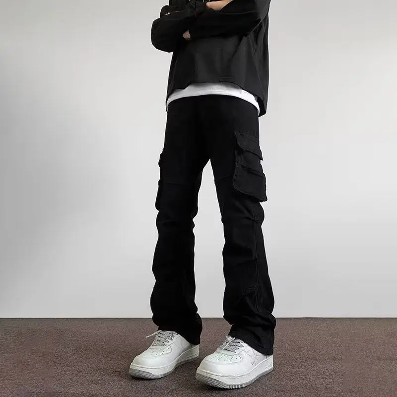 Black Slim Fit Men's Work Trousers Retro American Style with Multiple Pockets Elastic Waist Casual Fashionable Spring Autumn
Black Slim Fit Men's Work Trousers Retro American Style with Multiple Pockets Elastic Waist Casual Fashionable Spring Autumn