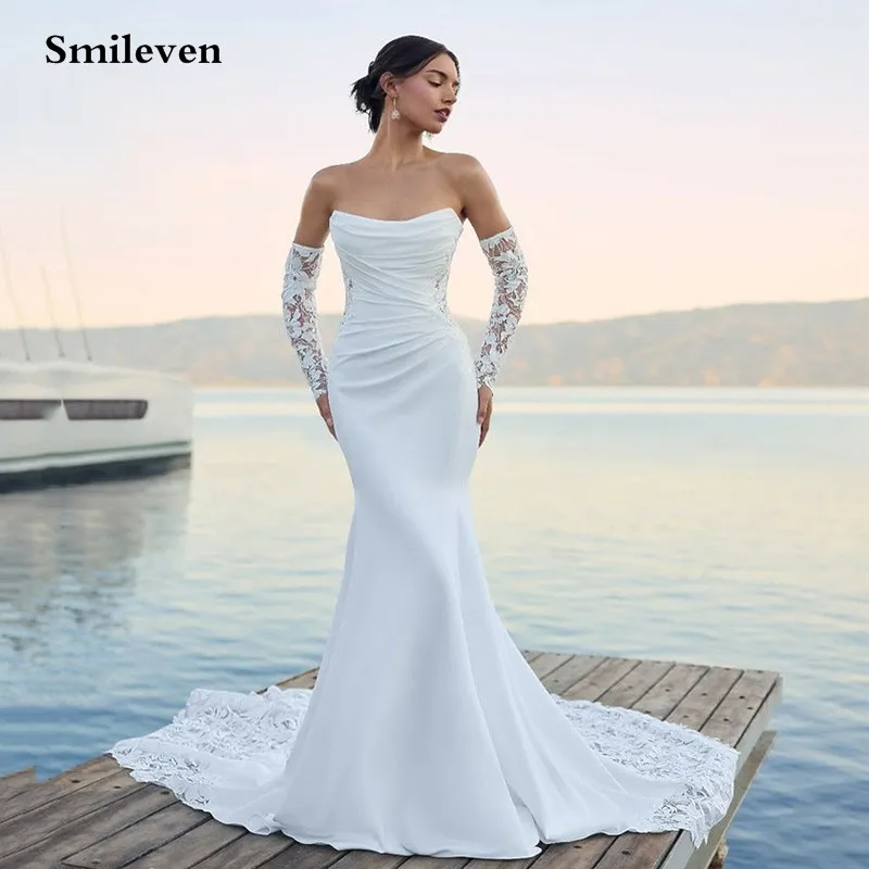 Smileven Lace Mermaid Satin Wedding Dress Detachable Long Sleeve Bride Dresses Strapless Vestido de novia 2024 Customized
Smileven Lace Mermaid Satin Wedding Dress Detachable Long Sleeve Bride Dresses Strapless Vestido de novia 2024 Customized