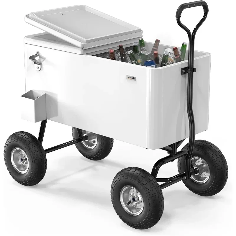 VINGLI 80 Quart Wagon Rolling Cooler Ice Chest, w/Long Handle and 10" Wheels, Portable Beach Patio Party Bar Cold Drink Beverage
VINGLI 80 Quart Wagon Rolling Cooler Ice Chest, w/Long Handle and 10" Wheels, Portable Beach Patio Party Bar Cold Drink Beverage