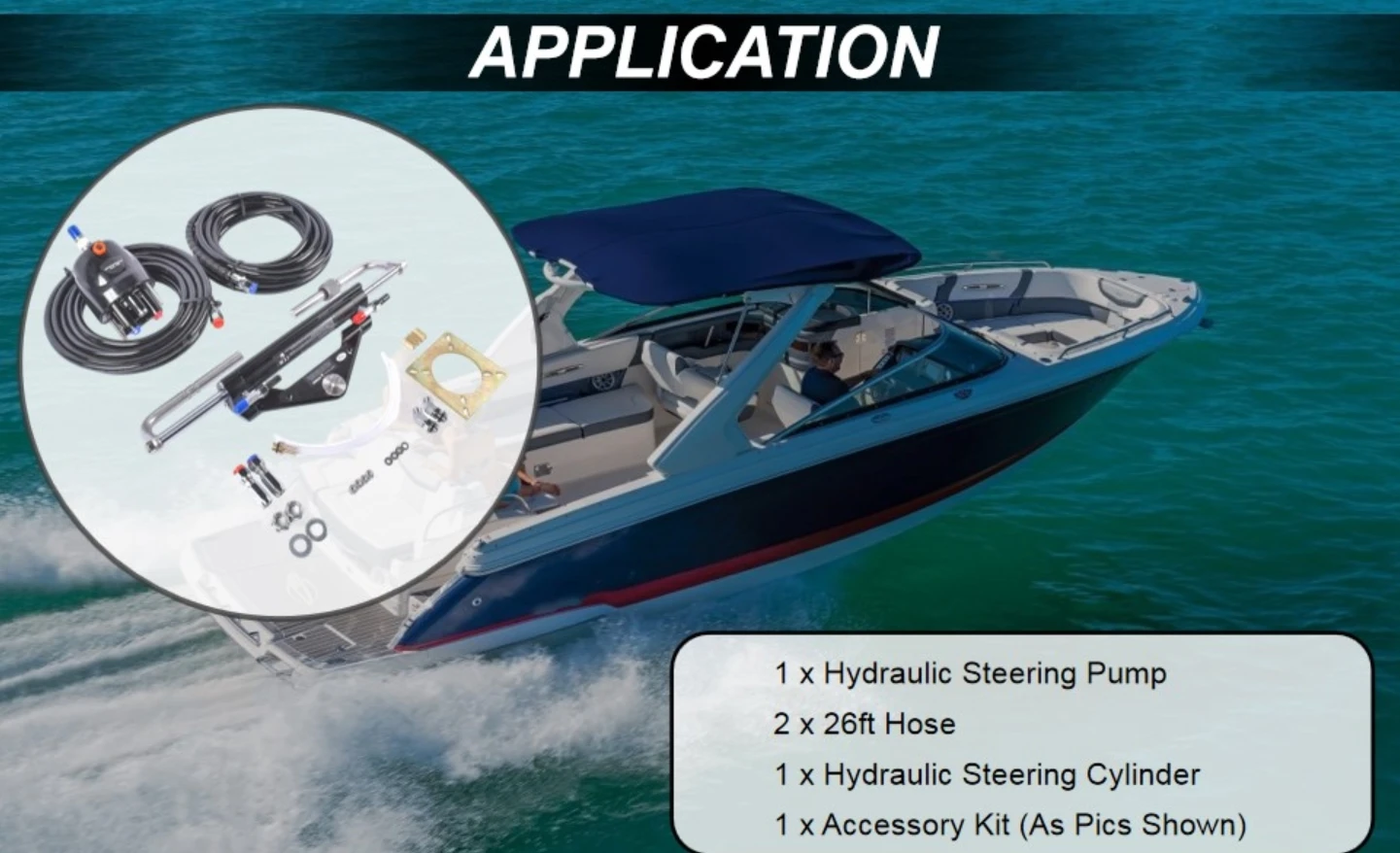 AP03 2 x 26ft Durable Nylon Hose (5/16"), 150 HP Marine Outboard Hydraulic Steering System for Single-Engine Boats
AP03 2 x 26ft Durable Nylon Hose (5/16"), 150 HP Marine Outboard Hydraulic Steering System for Single-Engine Boats