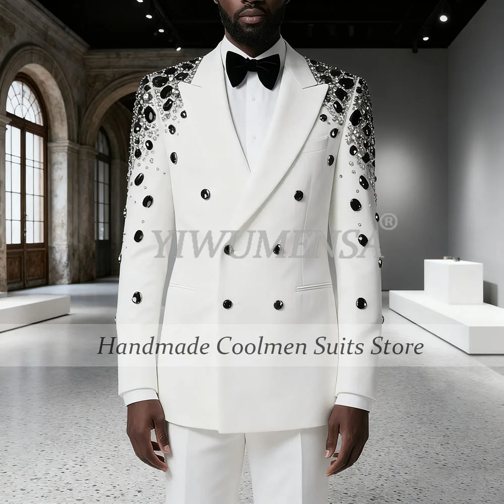 Metallic Jewelry Ornament Suits Men 2 Pieces Sets Double Breasted Party Blazers Customized Groom Banquet Party Wedding Tuxedos 
Metallic Jewelry Ornament Suits Men 2 Pieces Sets Double Breasted Party Blazers Customized Groom Banquet Party Wedding Tuxedos