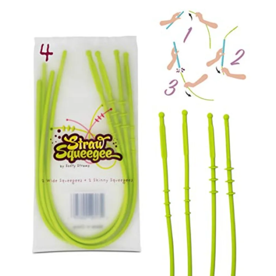 Straw Squeegee Cleaning Tool 4 Pack - 2 Small, 2 Wide - BPA Dishwasher Safe Straw Silicone Squeegee Brush Designed to Clean Reu
Straw Squeegee Cleaning Tool 4 Pack - 2 Small, 2 Wide - BPA Dishwasher Safe Straw Silicone Squeegee Brush Designed to Clean Reu