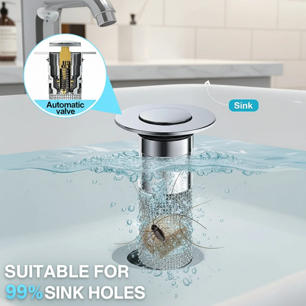 Stainless Steel Mesh Telescopic Sink Drain Stopper with Chrome Plated Plastic Hair Collector for Shower and Bathroom Use
Stainless Steel Mesh Telescopic Sink Drain Stopper with Chrome Plated Plastic Hair Collector for Shower and Bathroom Use