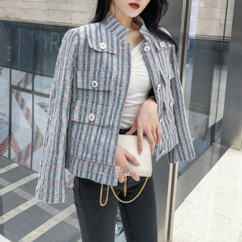 Синее клетчатое пальто с длинными рукавами и ароматом для отдыха, женское осенне-зимнее модное твидовое пальто высокого качества с воротником-стойкой и искусственным карманом
Синее клетчатое пальто с длинными рукавами и ароматом для отдыха, женское осенне-зимнее модное твидовое пальто высокого качества с воротником-стойкой и искусственным карманом