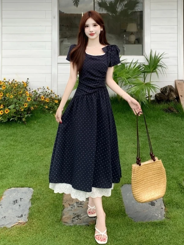 plus Size Polka Dot Short Sleeve Dress Slimming Waist Design Splice Long Skirt Commute Style Korean Version A-Line Dress
plus Size Polka Dot Short Sleeve Dress Slimming Waist Design Splice Long Skirt Commute Style Korean Version A-Line Dress