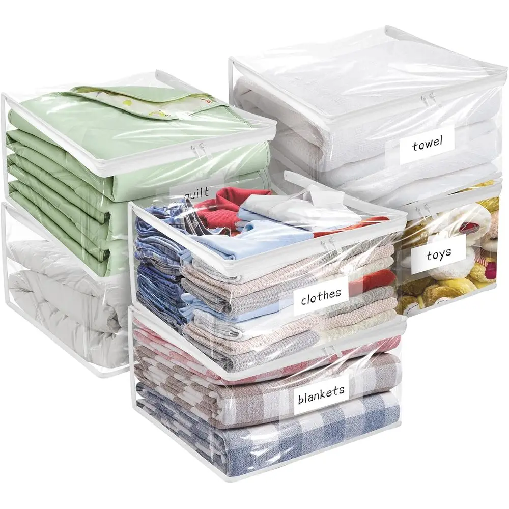 6-Pack Clear Vinyl Zippered Storage Bags - 18x15x9 Inch, Ideal for Clothes, Blankets, and Bedding
6-Pack Clear Vinyl Zippered Storage Bags - 18x15x9 Inch, Ideal for Clothes, Blankets, and Bedding