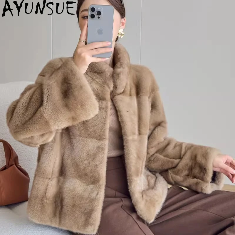 AYUNSUE Whole Mink Real Fur Coat Woman Luxury Stand Collar Fur Jacket Long Sleeve Tops Warm Fur Coats Woman Clothes Шуба Женская
AYUNSUE Whole Mink Real Fur Coat Woman Luxury Stand Collar Fur Jacket Long Sleeve Tops Warm Fur Coats Woman Clothes Шуба Женская